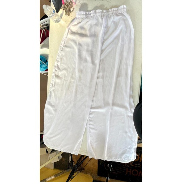 PLT White Sheer Wide Leg Drawstring Pants Size 12 Resort Beach Vacation - Picture 14 of 15